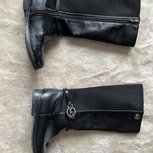 Michael Kors Black Girls Knee-High Boots with MK Logo Charm